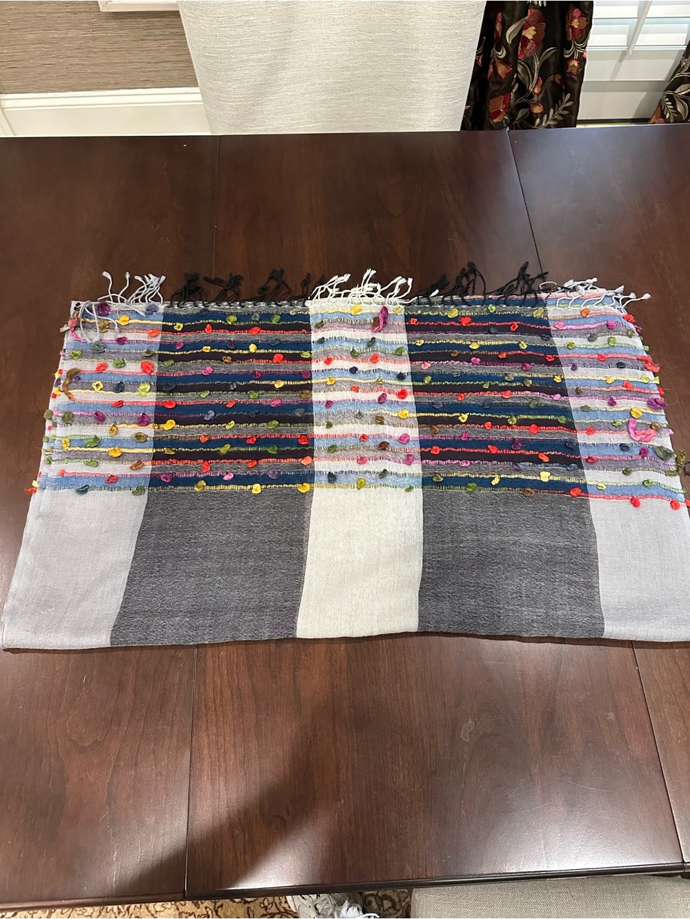 Handwoven Multicolor Accent Table Runner - Gray and Multicolor